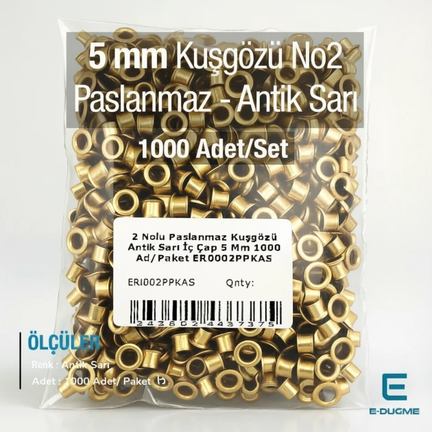 5 mm Stainless Eyelet Antique Brass 13/64" Inner Diameter 1000 Pcs/Pack ER0002PPK