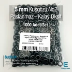Paslanmaz 5mm Kuşgözü Eskitme Gümüş Renk 2 Nolu İç Çap 5 mm 1000 Ad/Paket ER0002PPKKO