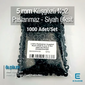 4,5 mm İç Çap No 2 Paslanmaz Bombeli Kuşgözü Siyah Oksit – 1000 Adet/Paket ER0002PPKSO