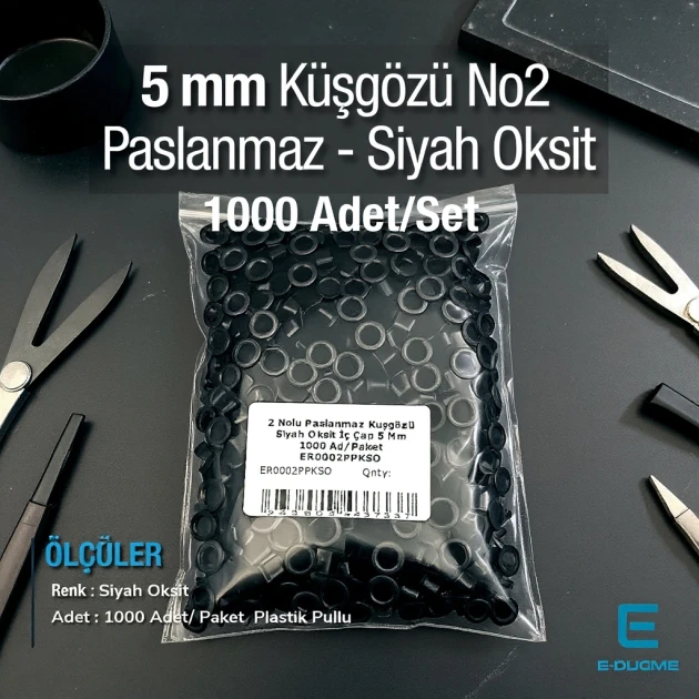5 mm Stainless Eyelet Black Oxide 13/64" Inner Diameter 1000 Pcs/Pack ER0002PPKSO