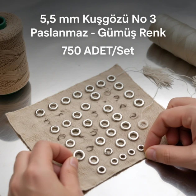 7/32" Eyelet Stainless Free Nickel Inner Diameter 5.5 mm 750 Pcs/Pack ER0003PPK