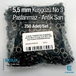 5,5 mm Kuşgözü Paslanmaz Antik Sarı 3 Nolu 750 Ad/Paket ER0003PPKAS