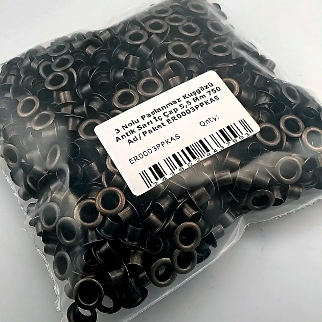 5,5 mm Kuşgözü Paslanmaz Antik Sarı 3 Nolu 750 Ad/Paket ER0003PPKAS