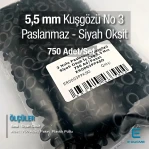 5,5 mm Kuşgözü Paslanmaz 3 No Siyah Oksit 750 Ad/Paket ER0003PPKSO