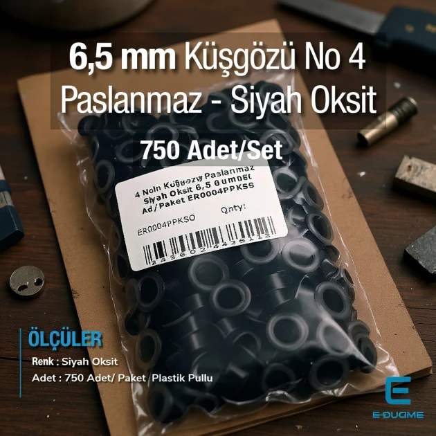 17/64" Eyelets 6.5 mm Black Oxide Stainless 750 Pcs/Pack ER0004PPKSO