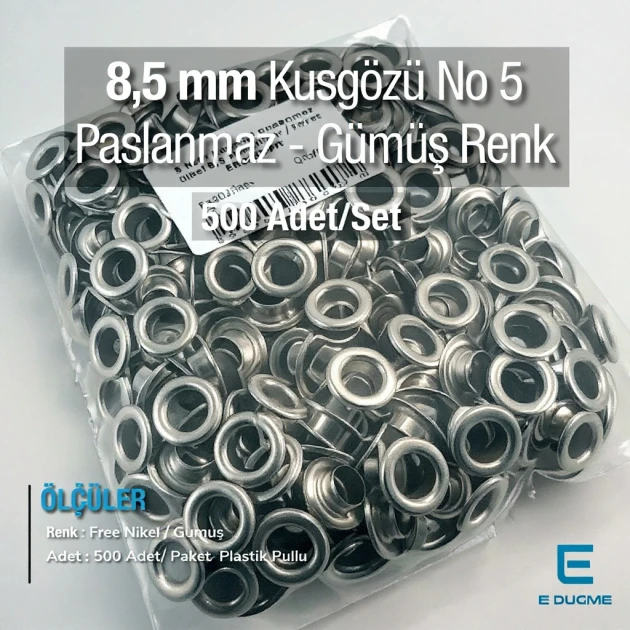 Stainless Eyelet 21/64"  8.5 mm 500 Pcs/Pack ER0005PPK