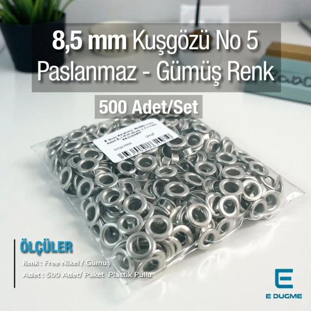 Stainless Eyelet 21/64"  8.5 mm 500 Pcs/Pack ER0005PPK