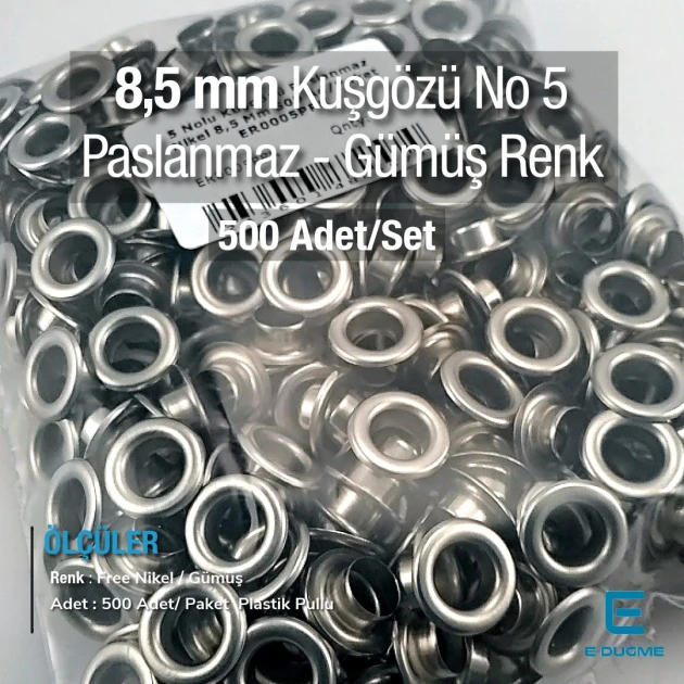 Stainless Eyelet 21/64"  8.5 mm 500 Pcs/Pack ER0005PPK