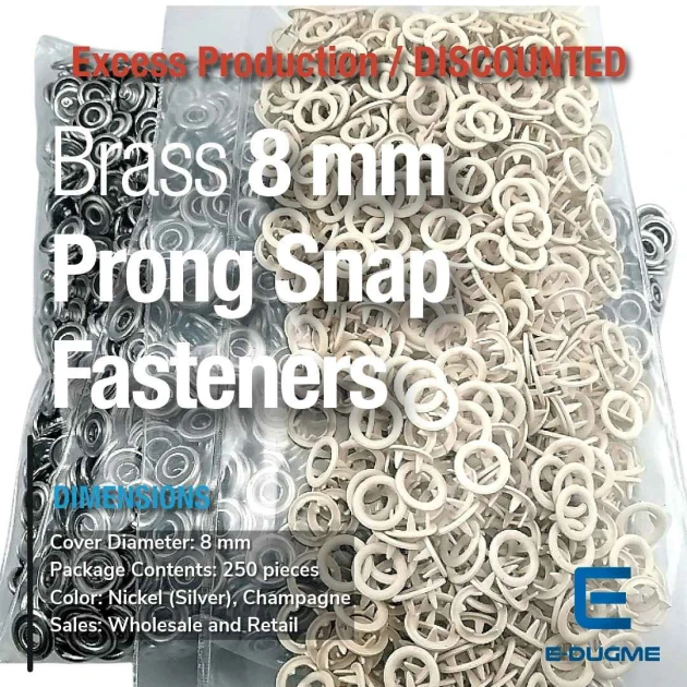 Prong Snap Fasteners 8 mm 0,31" For Baby Clothes Ecru Color 700 Pieces ERBCLK0008PECRU