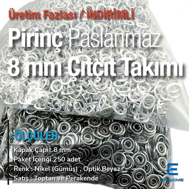 Prong Snap Fasteners 8 mm 0,31" For Baby Clothes Off White Color 250 Pieces ERBCLK0008PKBEYAZ Prong Snap Fasteners 8 mm 0,31" For Baby Clothes Off White Color 250 Pieces ERBCLK0008PKBEYAZ