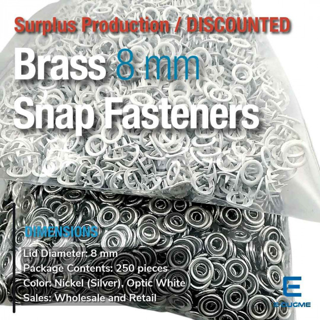 Prong Snap Fasteners 8 mm 0,31" For Baby Clothes Off White Color 250 Pieces ERBCLK0008PKBEYAZ