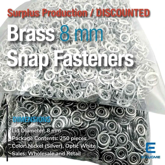 Prong Snap Fasteners 8 mm 0,31" For Baby Clothes Off White Color 250 Pieces ERBCLK0008PKBEYAZ