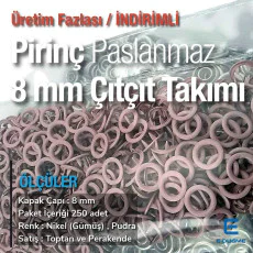 Bebe Çıt Çıtı 8 mm Pudra Renk 250 Adet Klikıt Çıtçıt ERBCLK0008PDR