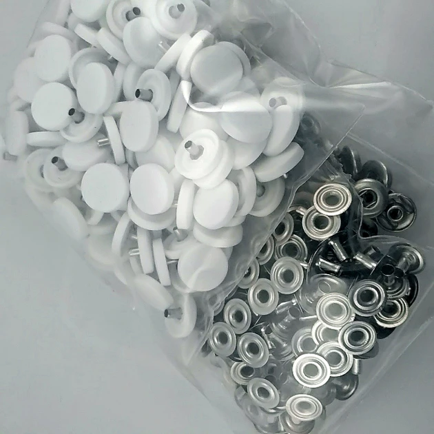 Plastic 15 mm - 0,59" White Snap Fastener with Cap 100 pieces/pack ERC0015PWHT
