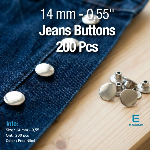 22L 35/64" Jeans Button 14 mm Stainless Steel ERK0140PPK