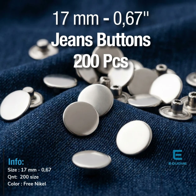17 mm 27L  Jeans Button 13/64" Stainless Steel ERK0170PPK