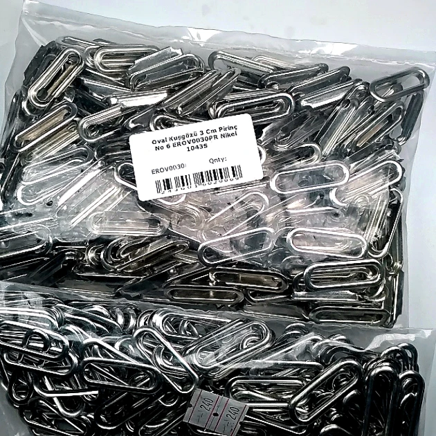 3 cm Oval Kuşgözü Pirinç 100 Adet / Paket Nikel Renk EROV0030PRPromo