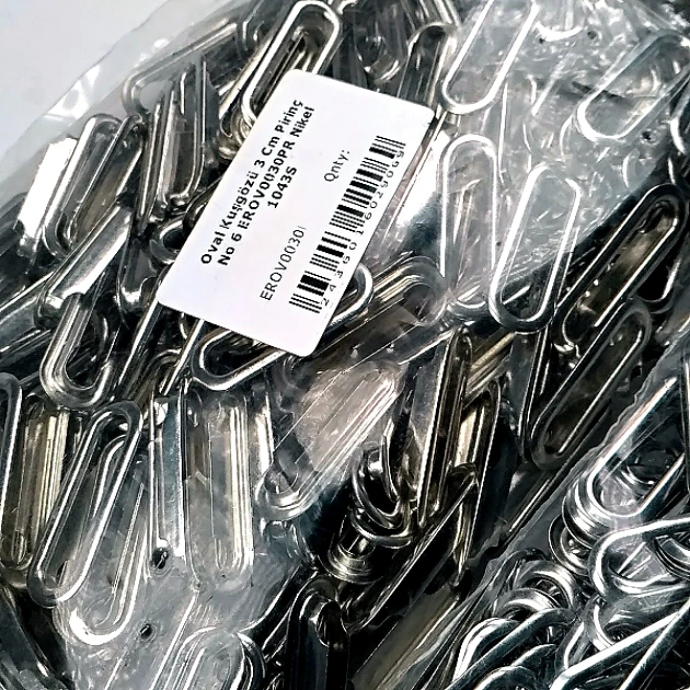 3 cm Oval Kuşgözü Pirinç 100 Adet / Paket Nikel Renk EROV0030PRPromo