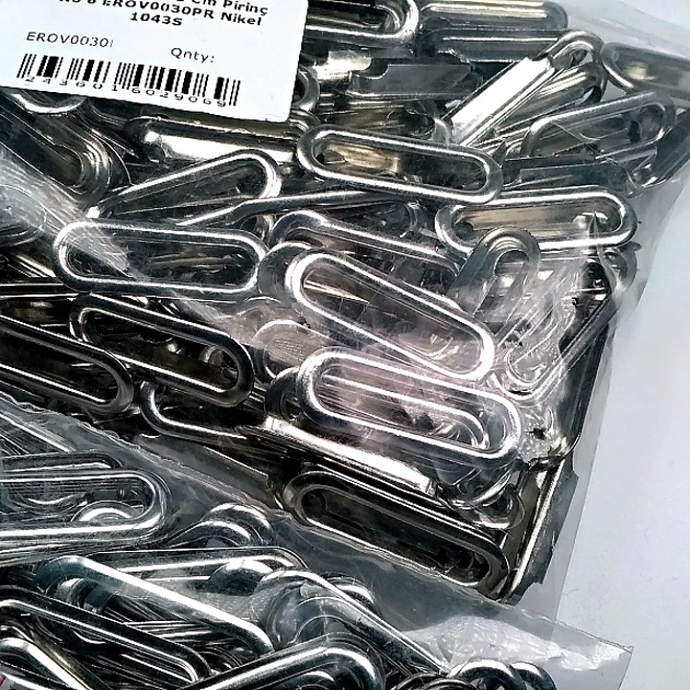 3 cm Oval Kuşgözü Pirinç 100 Adet / Paket Nikel Renk EROV0030PRPromo