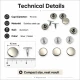 33.5 Pin Rivet 9.5 mm (0.37") Stainless Steel Cap with Aluminum Pin for Leather, Fabric, and Canvas Applications