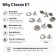 33.5 Pin Rivet 9.5 mm (0.37") Stainless Steel Cap with Aluminum Pin for Leather, Fabric, and Canvas Applications