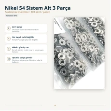 Nikel Renk Paslanmaz 54 Sistem Alt 3 Parça 100 Adet/Paket ALT0054-3PN