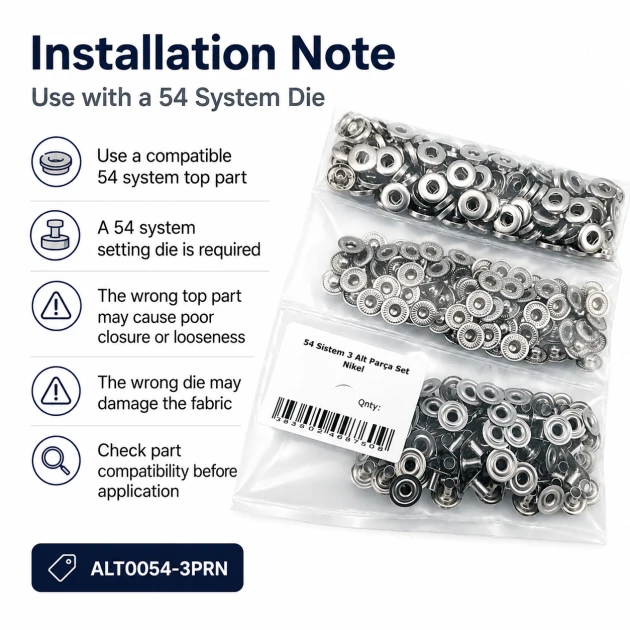 Nickel Color Brass 54 System Lower 3 Parts for Snap Fasteners, 100 pcs Pack, Durable Sheet Metal Components
