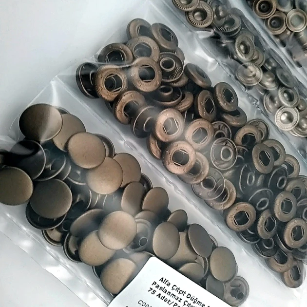 15 mm Alpha Snap Fasteners Antique Brass Stainless Steel Snap Button 75 Pcs/Pack C0001PPKANT