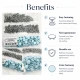 Pastel Blue Painted Stainless Capped Baby Snap Fastener 9.5 mm / 0.37 in, 250 Sets/Pack