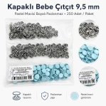 Pastel Blue Painted Stainless Capped Baby Snap Fastener 9.5 mm / 0.37 in, 250 Sets/Pack C0014PromoPBlue