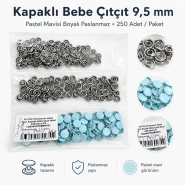 Pastel Blue Painted Stainless Capped Baby Snap Fastener 9.5 mm / 0.37 in, 250 Sets/Pack C0014PromoPBlue