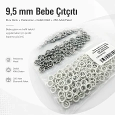 Ecru Stainless Ring-Style Prong Baby Snap Fastener 9.5 mm / 0.37 in, 250 Sets/Pack C0095DPPKECRU