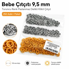 Orange Stainless Ring-Style Prong Baby Snap Fastener 9.5 mm / 0.37 in, 250 Sets/Pack C0095DPPKORANGE