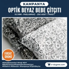 Delikli Klikıt Çıtçıt Bebe Çıtçıtı 9,5 mm Optik Beyaz Paslanmaz 250 Adet/Pk CC0095DPPKOwhite