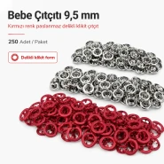 Red Stainless Ring-Style Prong Baby Snap Fastener 9.5 mm / 0.37 in, 250 Sets/Pack C0095DPPKRED