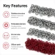 Red stainless ring-style prong baby snap fastener, 9.5 mm / 0.37 in, 250 sets per pack, ideal for babywear and accessories