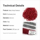 Red stainless ring-style prong baby snap fastener, 9.5 mm / 0.37 in, 250 sets per pack, ideal for babywear and accessories
