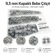 Grey Painted Stainless Capped Baby Snap Fastener 9.5 mm / 0.37 in, Durable Stainless Steel for Baby Clothing, 250 Sets Pack