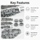 Grey Painted Stainless Capped Baby Snap Fastener 9.5 mm / 0.37 in, Durable Stainless Steel for Baby Clothing, 250 Sets Pack