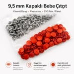 Terracotta Painted Stainless Capped Baby Snap Fastener 9.5 mm / 0.37 in, 250 Sets/Pack C0095KPPKKREMIT