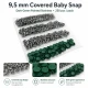 Dark Green Painted Stainless Capped Baby Snap Fastener 9.5 mm / 0.37 in, Durable Stainless Steel for Baby Clothing, 250 Sets