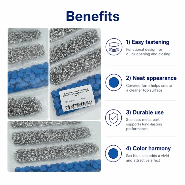 9.5 mm 3/8" Baby Snap Fasteners with Lid, Tile Color Painted, Stainless Steel, 250 Pieces/Pack C0095KPPKKREMIT