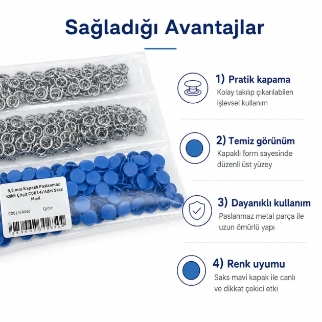 9.5 mm 3/8" Baby Snap Fasteners with Lid, Tile Color Painted, Stainless Steel, 250 Pieces/Pack C0095KPPKKREMIT