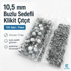 10.5 mm / 0.41 in Frosted Pearl Stainless Prong Snap Fasteners, 100 Sets/Pack ERBCLK0008BBSD