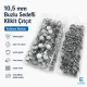 10.5 mm Frosted Pearl Stainless Prong Snap Fasteners for textile applications, 100 sets per pack