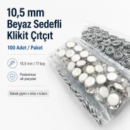 10.5 mm / 0.41 in White Pearl Stainless Prong Snap Fasteners, 100 Sets/Pack ERBCLK0008BSD