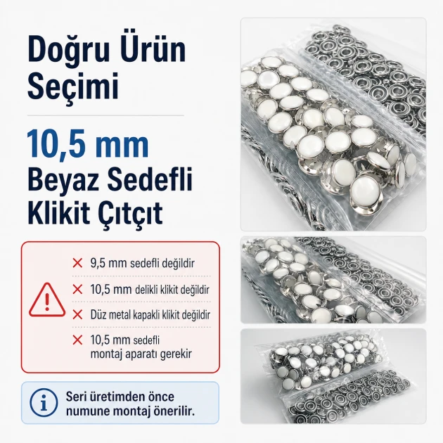 10.5 mm White Pearl Stainless Prong Snap Fasteners for Textile Applications
