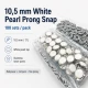 10.5 mm White Pearl Stainless Prong Snap Fasteners for Textile Applications