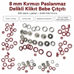 8 mm / 0.31 in Red Stainless Ring-Style Prong Snap Fasteners, 250 Sets/Pack ERBCLK0008K