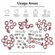 8 mm / 0.31 in Red Stainless Ring-Style Prong Snap Fasteners for babywear and light garments